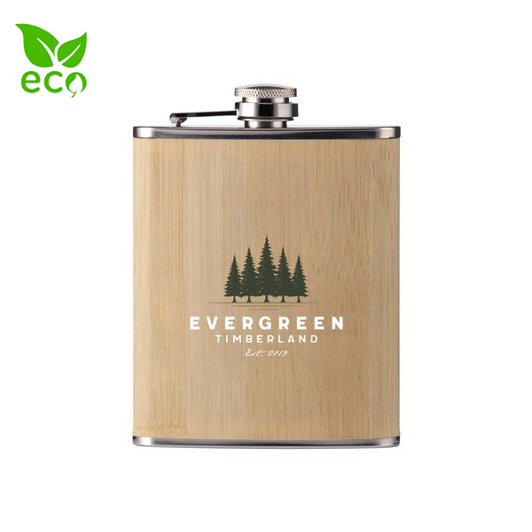 Bamboo Branded Hip Flask