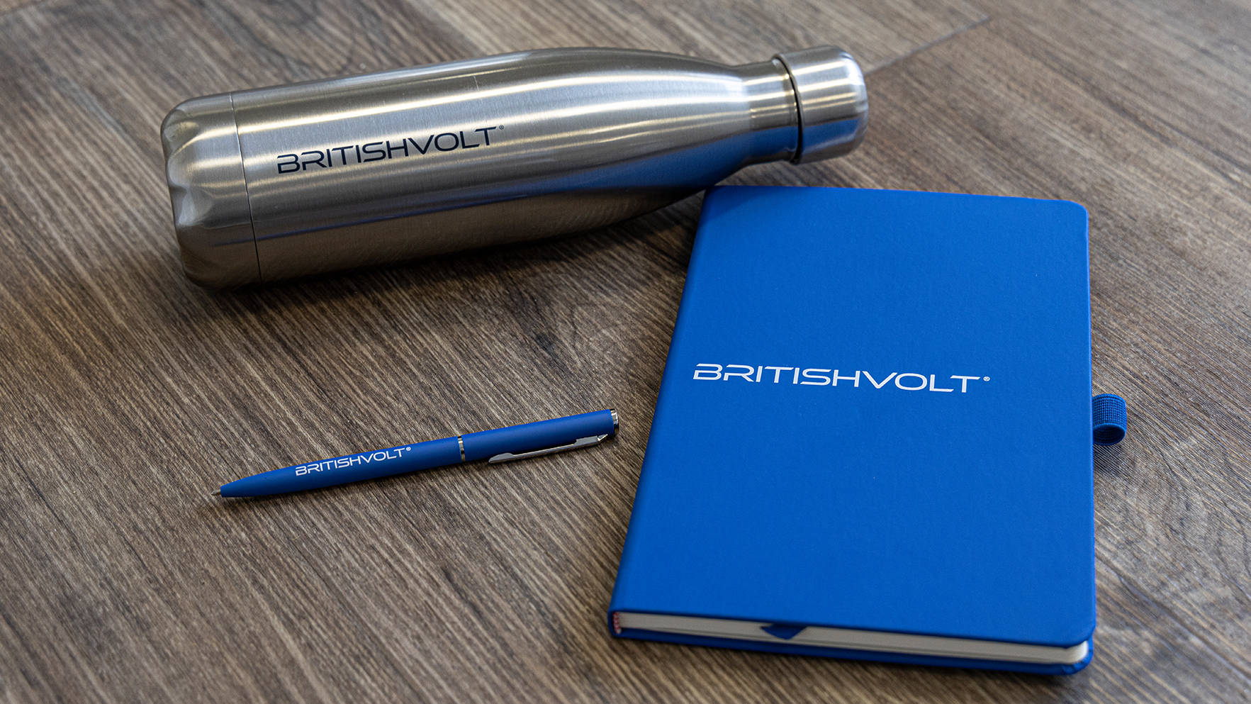 British Volt Promotional Bottle, Notebook & Pen