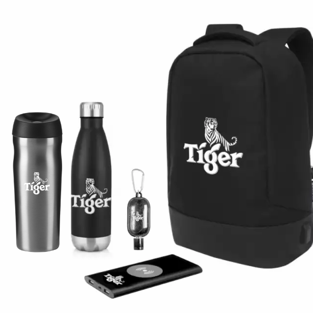 Cool Commuter Staff Onboarding Pack: Logo Branded Termos, Drinks Bottle, Hand Sanitiser, Charger And Backpack