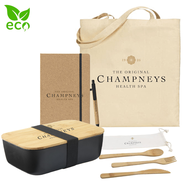 Eco Onboarding Pack: 5Oz Reusable Cotton Tote Bag, Reusable Eco Cutlery, Reusable Lunch Box, A5 Corker Notebook And Corky Pen