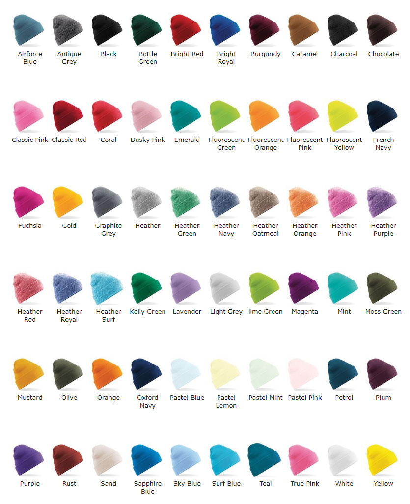 Branded Beanie Hat Colours
