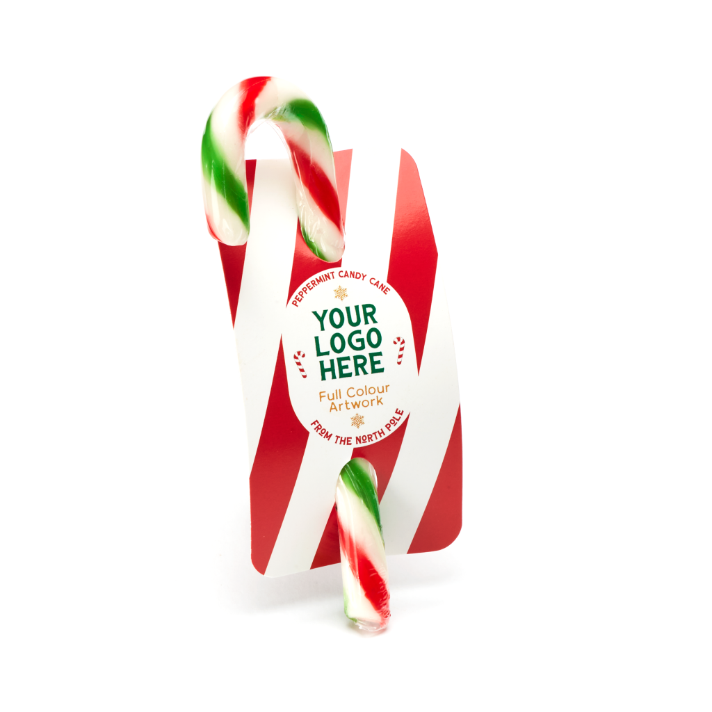 Christmas Candy Cane on logo branded card