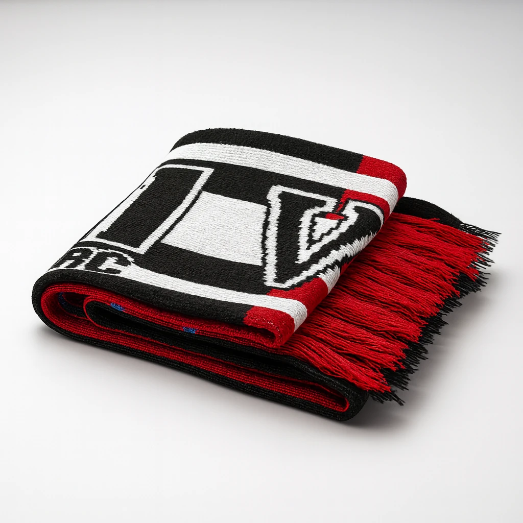 Jacquard Design Scarf Ksj01R In Bold Black Red And White