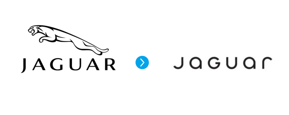 Jaguar Logo Rebrand Example before and after