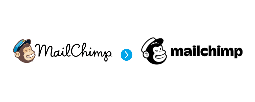 Mailchimp Logo Rebrand Example before and after