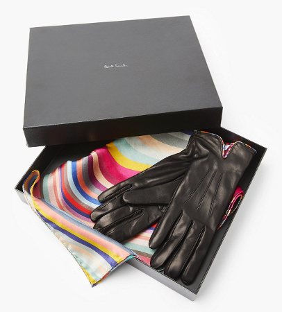 Printed Silk Scarf Carf Glove Set As Paul Smith