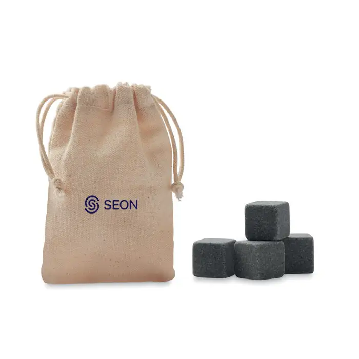 Promotional Whiskey Stone Set with Cotton Drawstring Bag