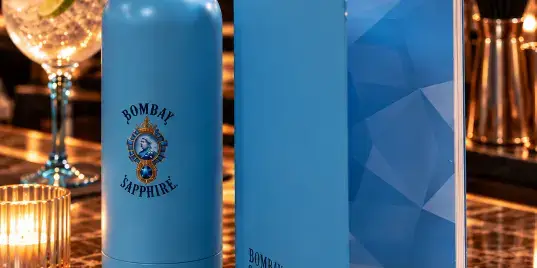Pantone-Matched Blue Water Bottle And Notebook For Bombay Sapphire
