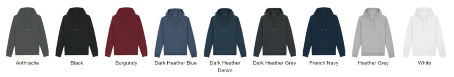 Branded Organic Hoodie Colour Options