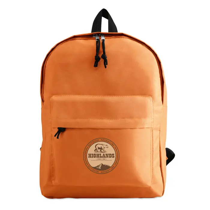 Explorer Backpack In Orange With Printing On The Front