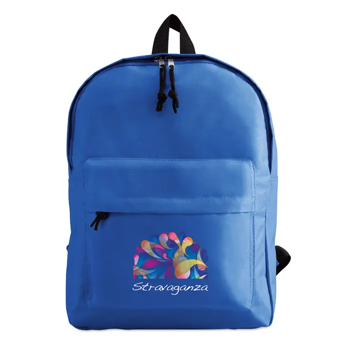Explorer Backpack In Royal Blue With Printing On The Front