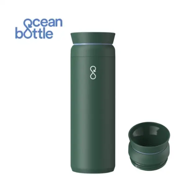 Ocean Bottle Peak Brew 590Ml Flask In Forest Green With Logo Print On The Front