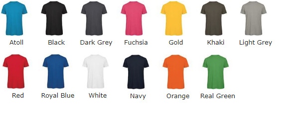 Organic Bc Tshirt Colours