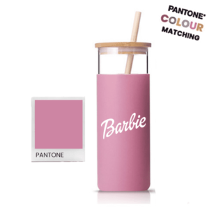 Pantone Matched Glass Branded Glass Tumbler With Straw
