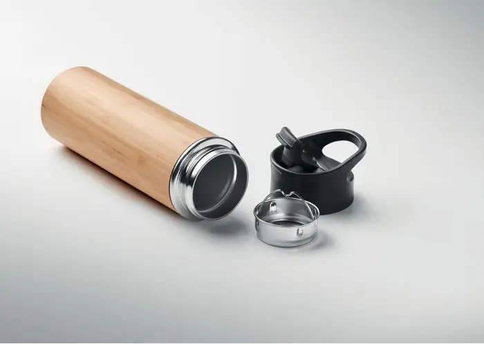 Saku Bamboo Travel Thermos Detailed View Opened