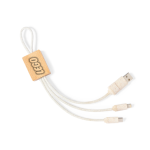 Branded charging cable with carrying strap