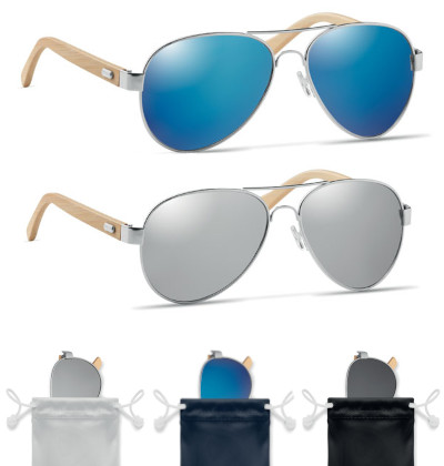 Branded Mirrored Sunglasses &Amp; Pouch