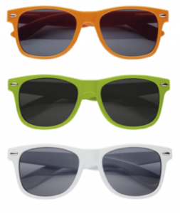 Branded Sunglasses: Orange, Green And White Colour Options